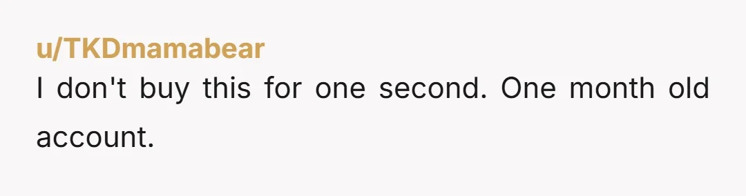 u/TKDmamabear I don't buy this for one second. One month old account.