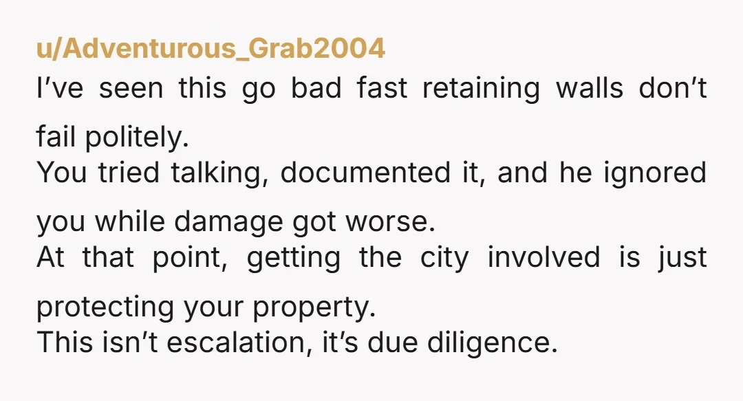 u/jax2love The contractor should have known that a permit was required and gotten the appropriate city approval. Also your property is being damaged as a result of his project. NTJ....