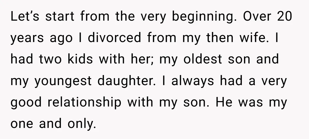 Let’s start from the very beginning. Over 20 years ago I divorced from my then wife. I had two kids with her; my oldest son and my youngest daughter. I...