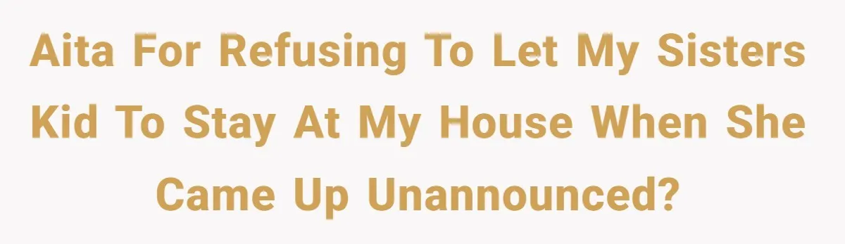 AITA for refusing to let my sisters kid to stay at my house when she came up unannounced?