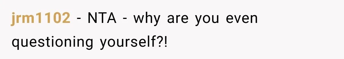 jrm1102 − NTA - why are you even questioning yourself?!