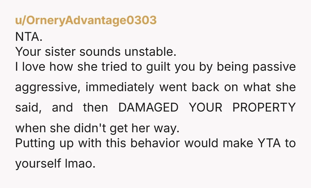 u/Middle_Care978 INFO: if she had a spare key, why had she left them on the porch? And, if so, why would changing the locks stop her? (NTA obviously but this...