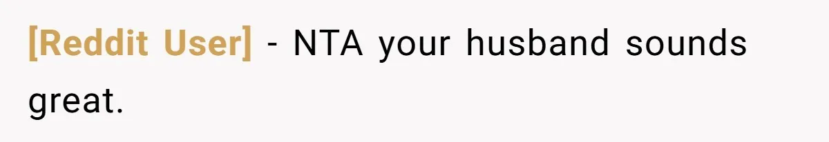 [Reddit User] − NTA your husband sounds great.