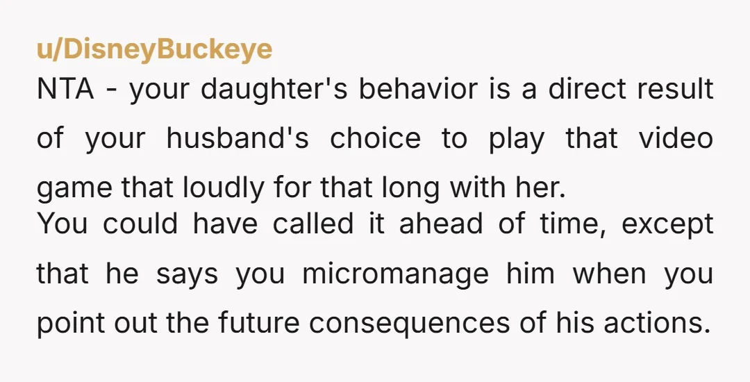 u/purplepeopletreater NTA. Your husband has refused to learn what makes your child dysregulated, how to calm her, how to patent a child with neurodivergence differently, etc. Letting him deal with...