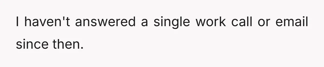 I haven't answered a single work call or email since then.