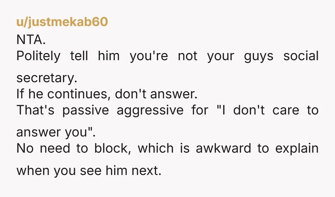 u/Solid-Musician-8476
Just block the guy. Problem solved. Maybe your Bf really doesn't care much about hanging out with the guy either.