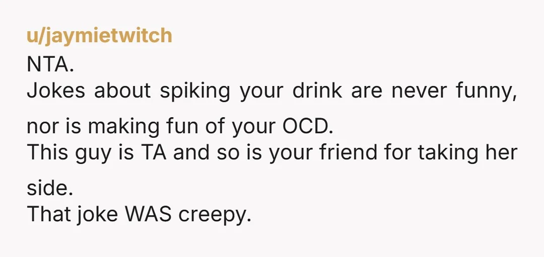 u/ConflictDesigner4293 Massive AH. Just offer the drink to someone else? Acting like it was literally poisoned and dumping it and expecting everyone else to be normal about it? Naaaaah mate....