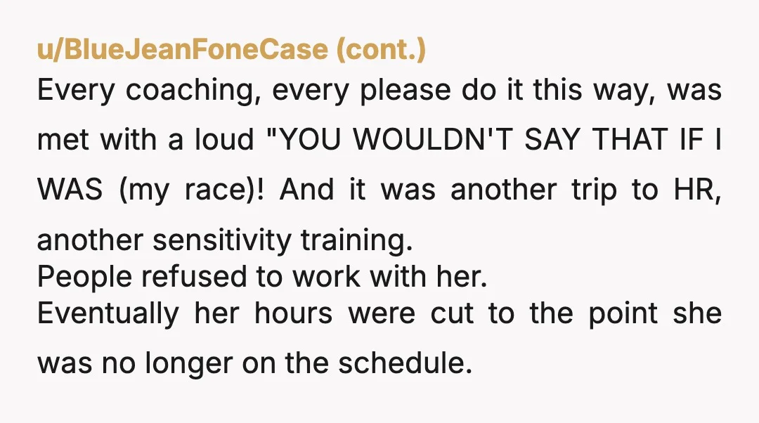 u/RoyallyOakie Surely you can't be the only person on staff to notice her behaviour. You have your regular guests to back you up. She IS a child in the sense...