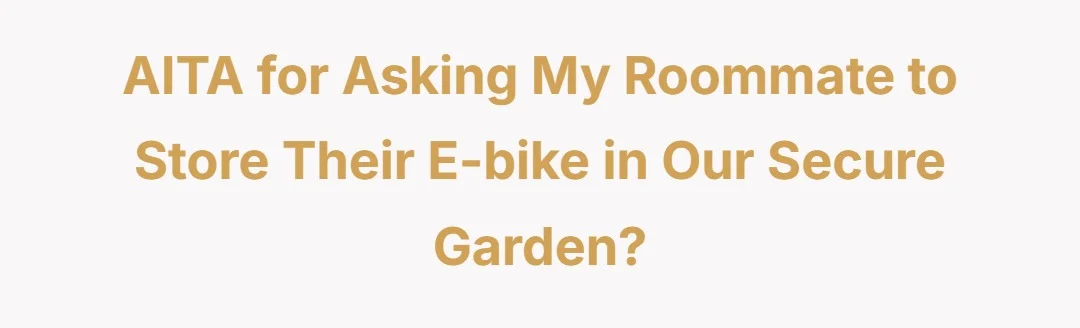 AITA for asking my roommate to store their e-bike in our secure garden?