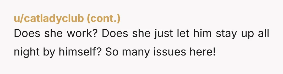 u/Special_Society_2300 Until “I’m not a parent” came up, I was reading this and asking myself “real question is why are you with someone who thinks it’s okay to let their...