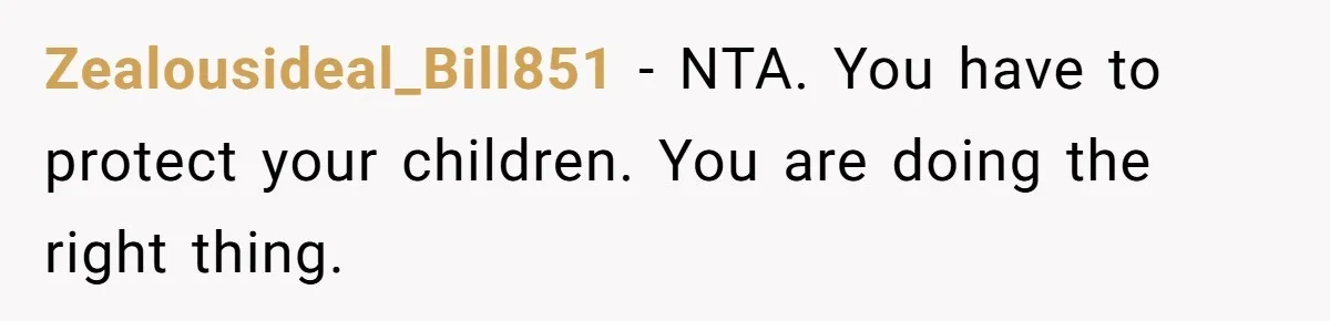 Zealousideal_Bill851 − NTA. You have to protect your children. You are doing the right thing.