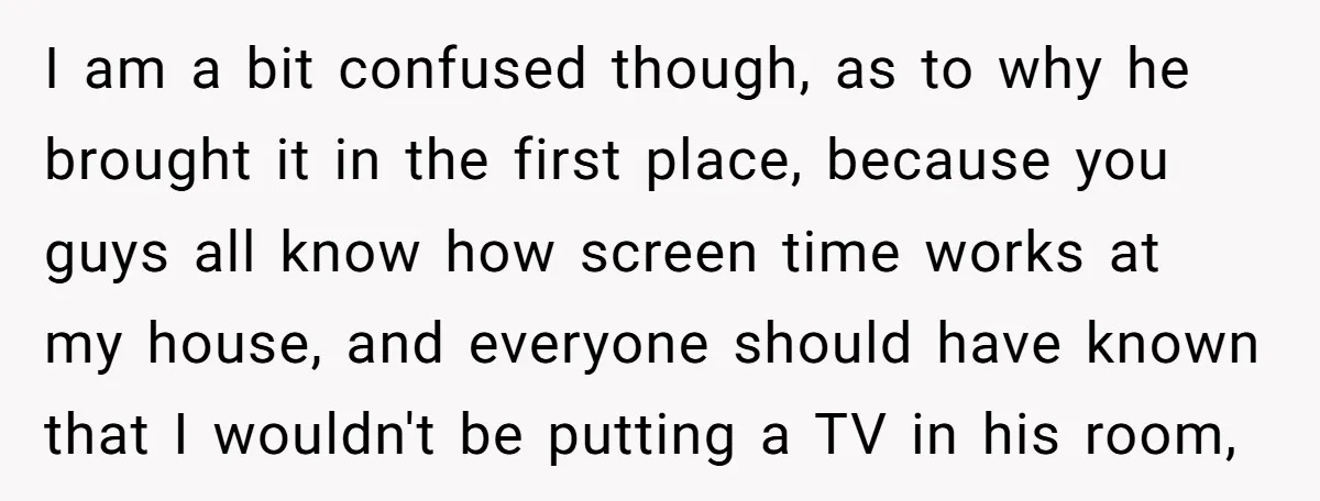 I am a bit confused though, as to why he brought it in the first place, because you guys all know how screen time works at my house, and everyone...