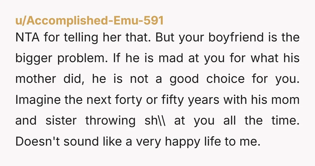 u/FlyFlirtyandFifty NTA. Things will not change after the wedding. He will never stand up for you against his family. If he thinks you owe an apology and not his mother...