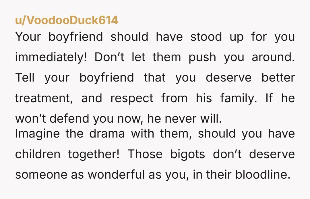 u/outofnowhereman
Gross racist family - all of them, your fiancé included