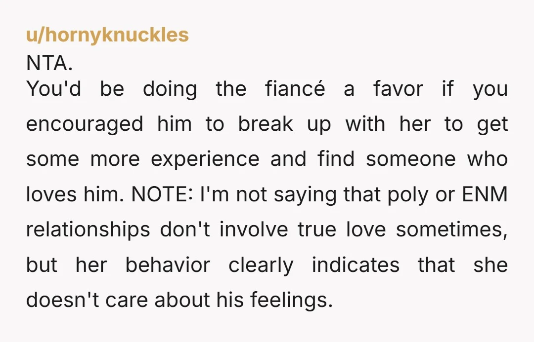 u/Wide-Panda-7130
NTA but stir the pot and hook up with her fiancé for the plot.