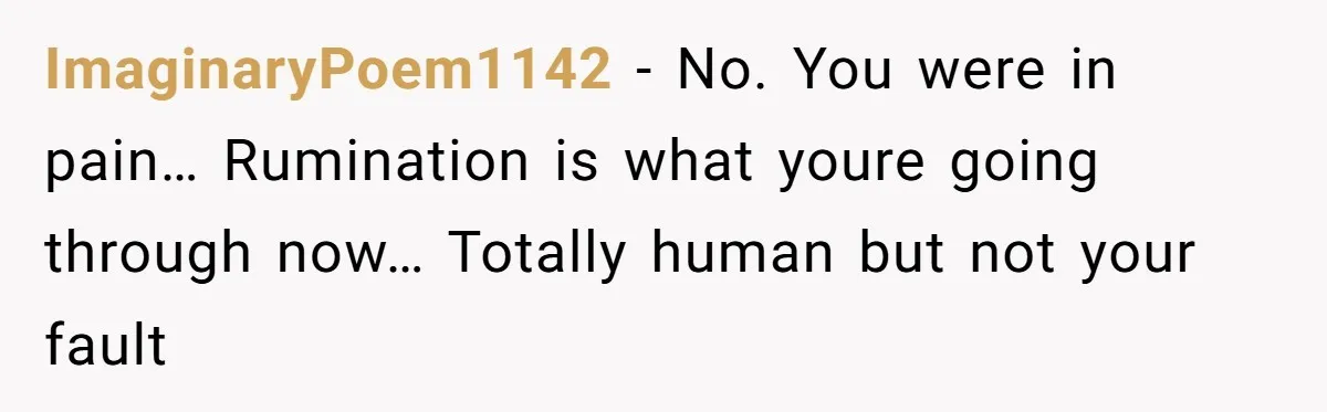 ImaginaryPoem1142 − No. You were in pain… Rumination is what youre going through now… Totally human but not your fault