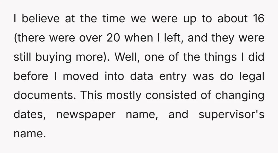 I believe at the time we were up to about 16 (there were over 20 when I left, and they were still buying more). Well, one of the things I...