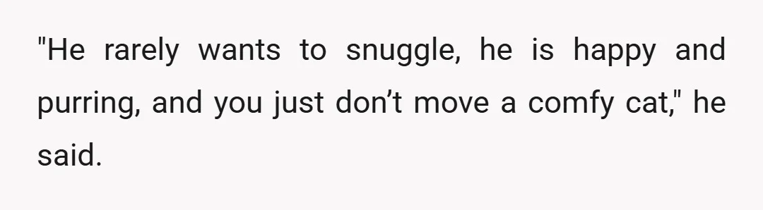 "He rarely wants to snuggle, he is happy and purring, and you just don’t move a comfy cat," he said.