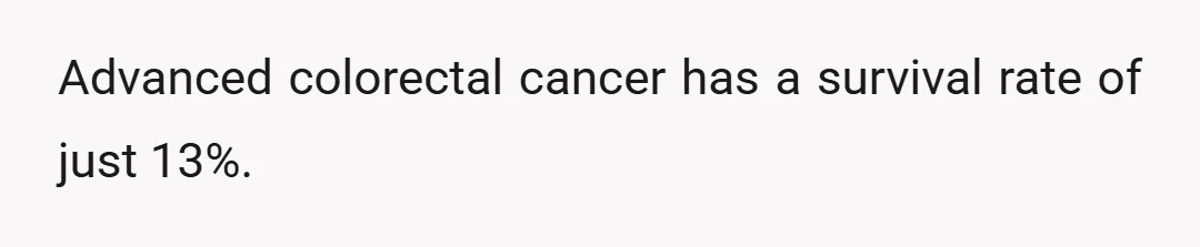 Advanced colorectal cancer has a survival rate of just 13%.