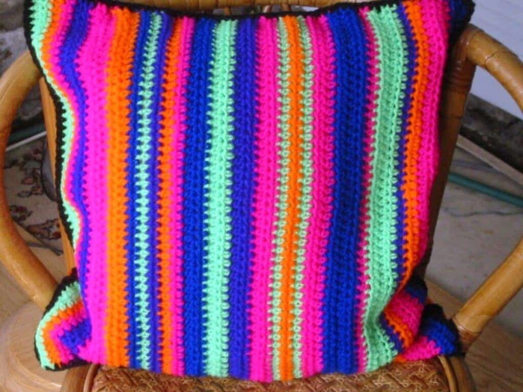 Neon Retro Cushion Pillow Cover Crochet Pattern