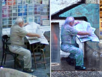 8 Images Of People Captured On Google Street View Got Placed At Original Locations By This Artist