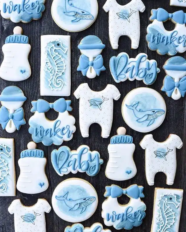 Blue Ocean Themed Baby Cookies