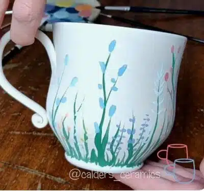 Hand-painted floral ceramic mug