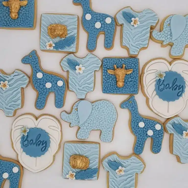 Jungle Themed Baby Shower in Blue Cookies