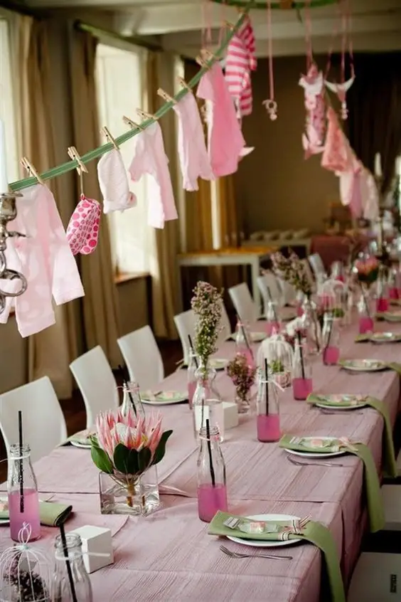 Elegant Baby Shower Clothesline Decoration
