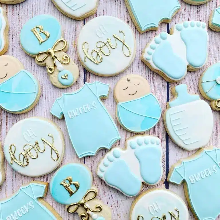 Oh Boy Blue Baby Shower Cookies