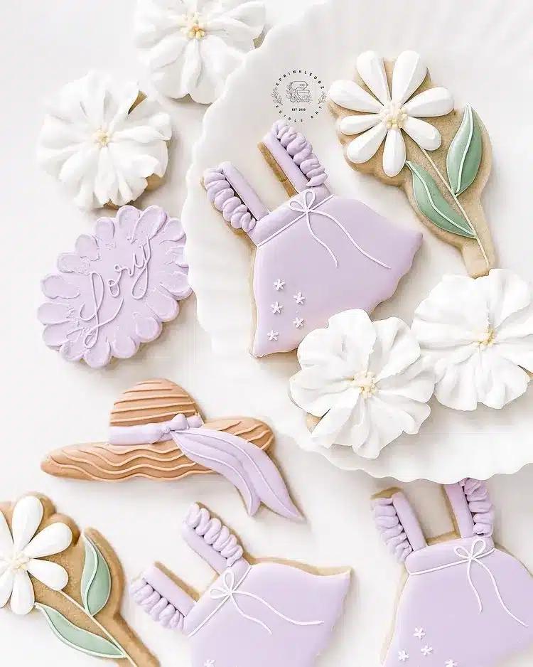 Purple Floral Boho Baby Shower Cookies