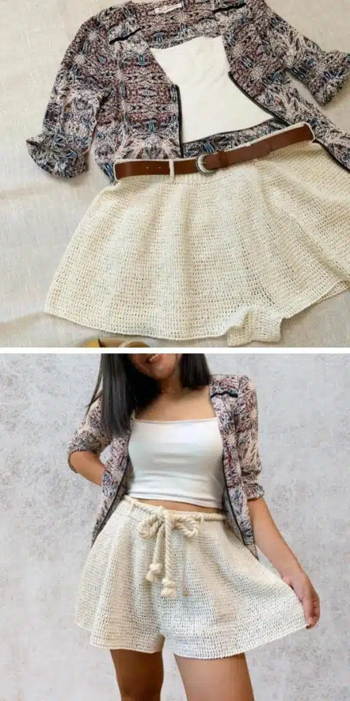 Wide leg Crochet Shorts