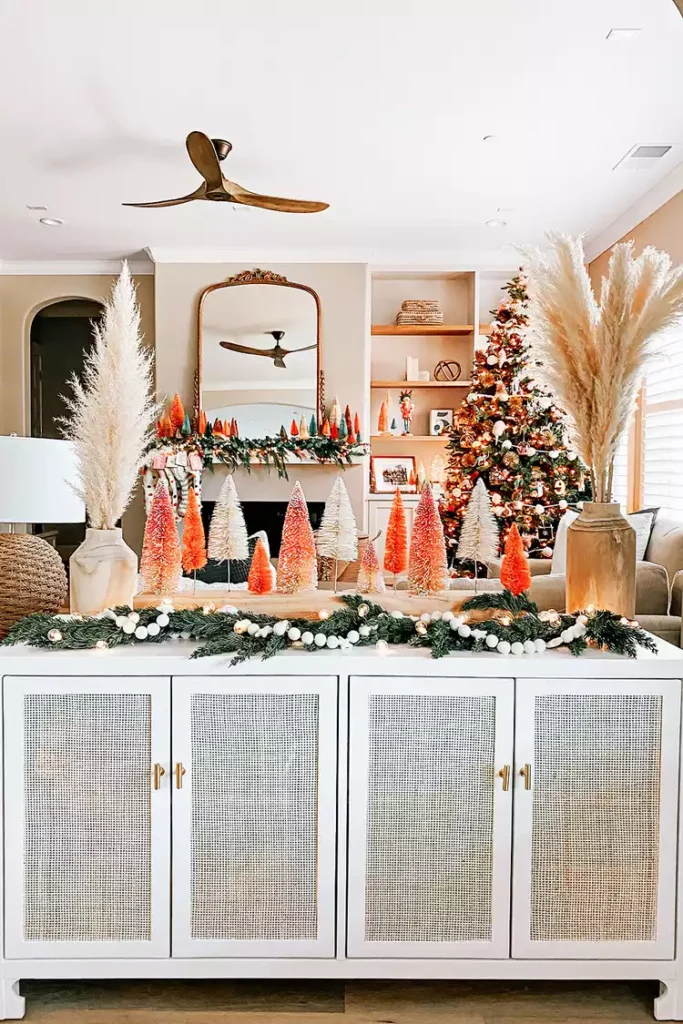 boho styled Christmas living room