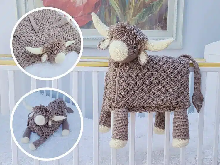 3 in 1 Highland Cow Folding Baby Blanket