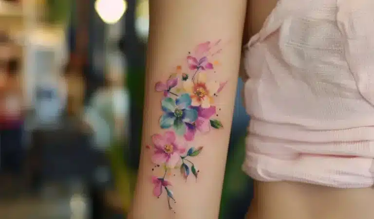 25 Feminine Floral Color Tattoos That Look Beautiful