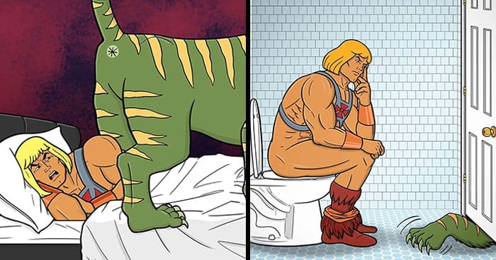 13 Hilarious Illustrations Of He-Man’s Everyday Life With His Battle Cat By Ed Harrington