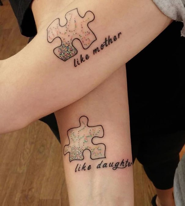 Like Mother, Like Daughter Puzzle Piece Tattoos