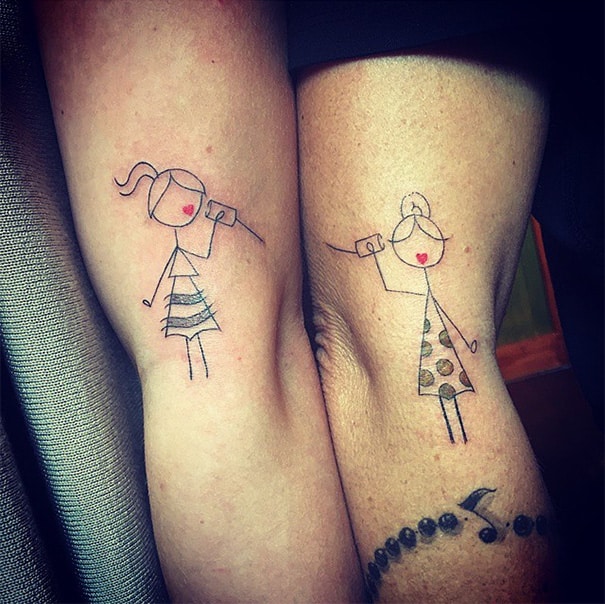 Creative Mother-Daughter Tattoos Saying Hello