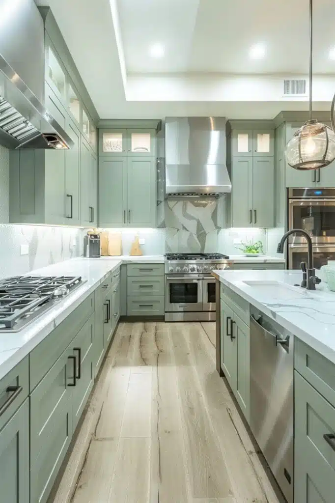 Tranquil Sage Green Kitchen