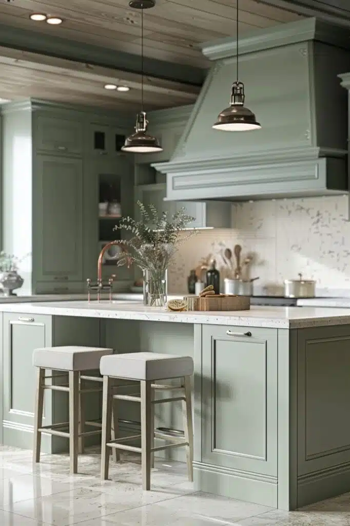 Tranquil Sage Green Kitchen