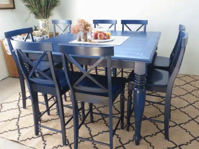 soft blue painted kitchen table