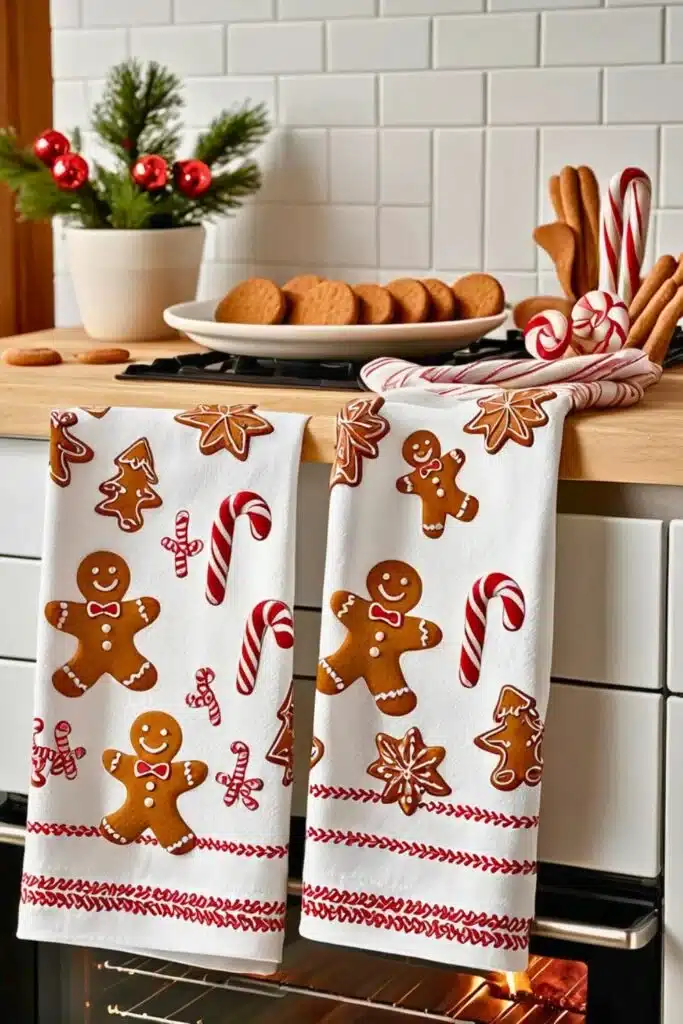  Gingerbread Tea Towels - gingerbread kitchen decorating ideas