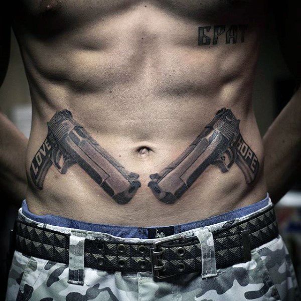 2 gun tattoo idea