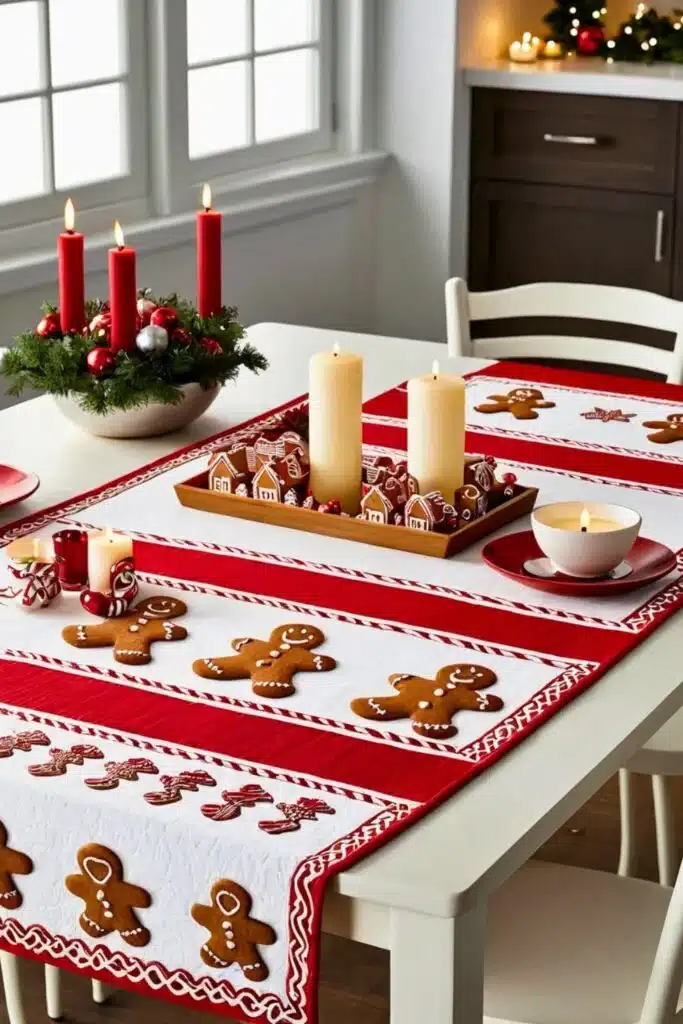 gingerbread Table Runner kitchen decorating ideas 