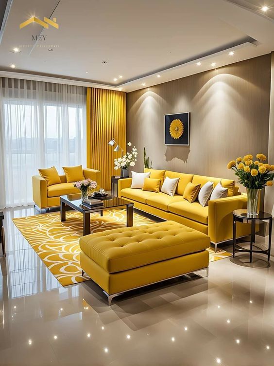 yellow living room design