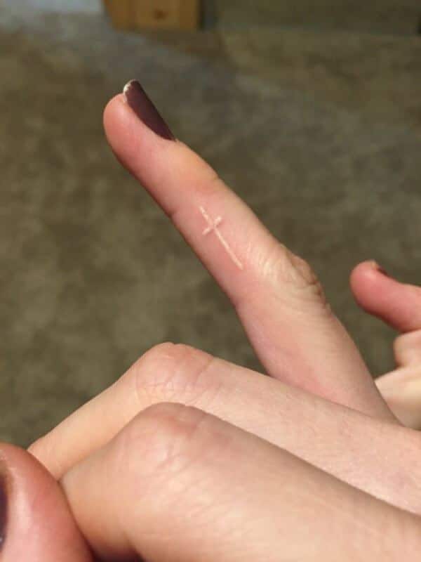 White tattoo idea for finger