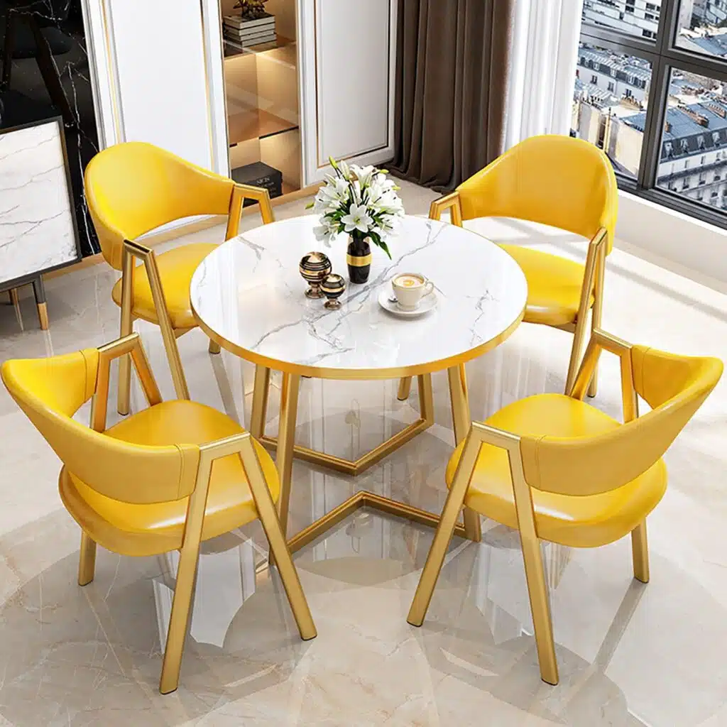 pastel yellow painted kitchen table