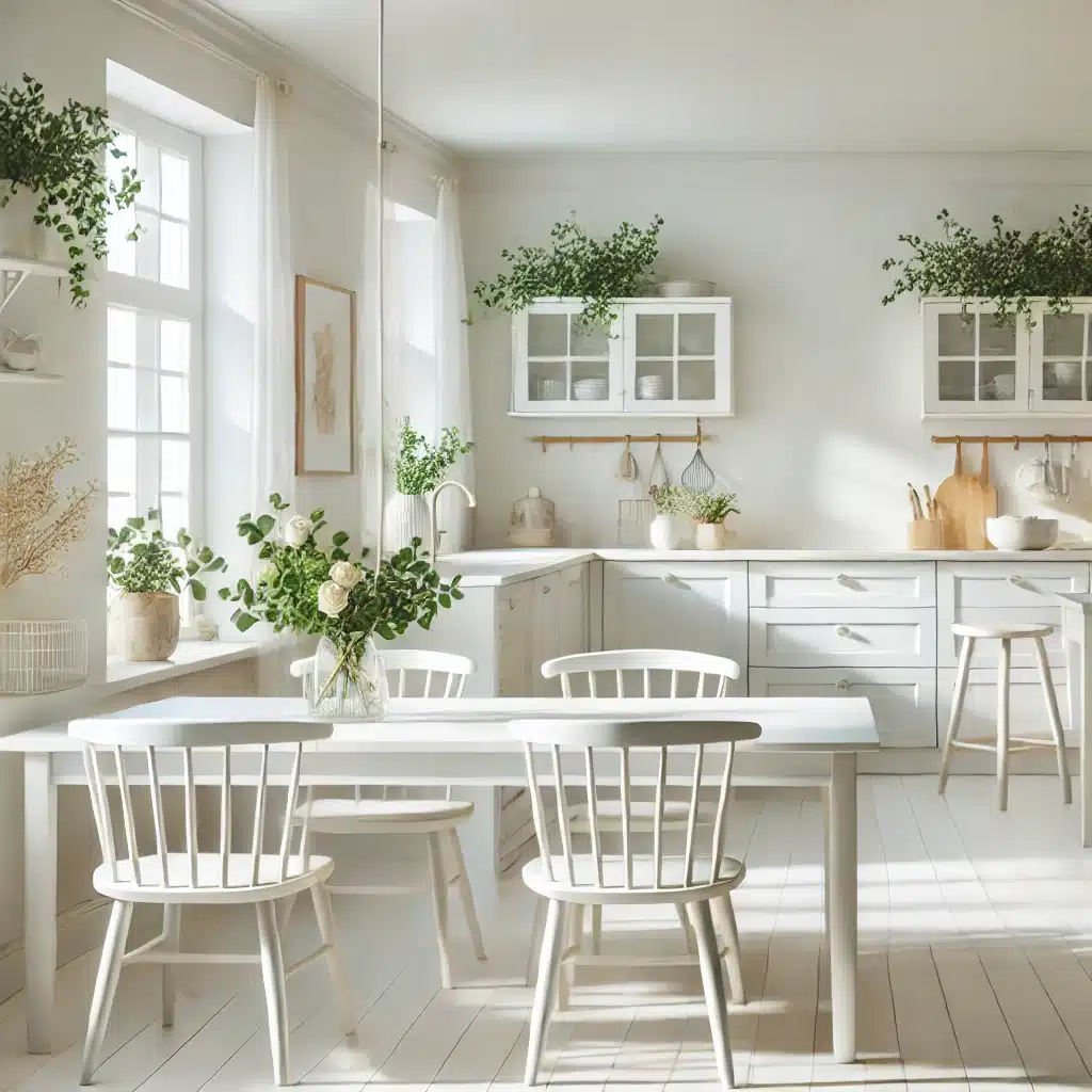 white painted kitchen table