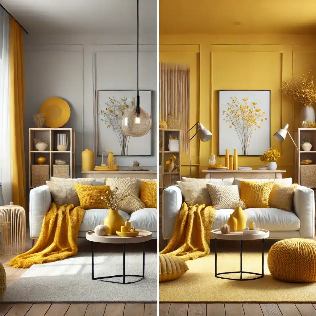 yellow living room design