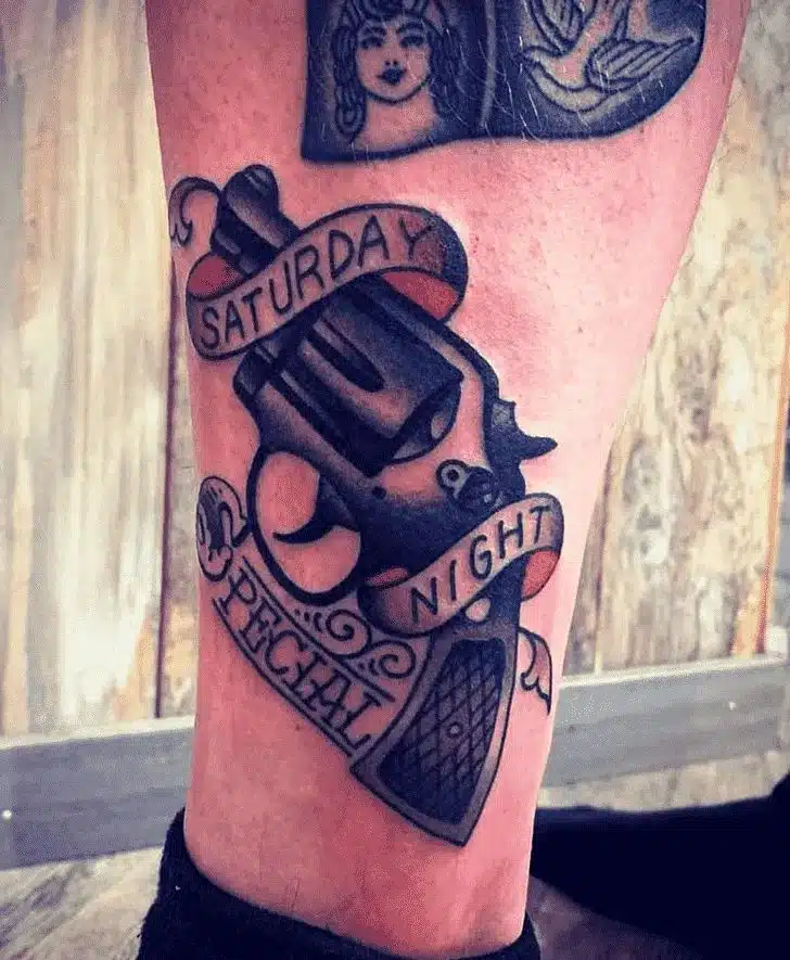 Gun tattoo idea on Thigh